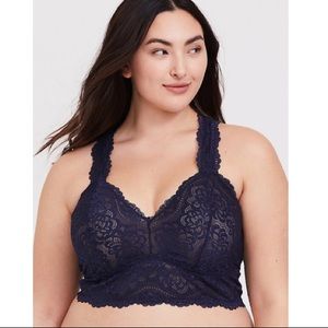 NWT TORRID NAVY LACE RACERBACK BRALETTE